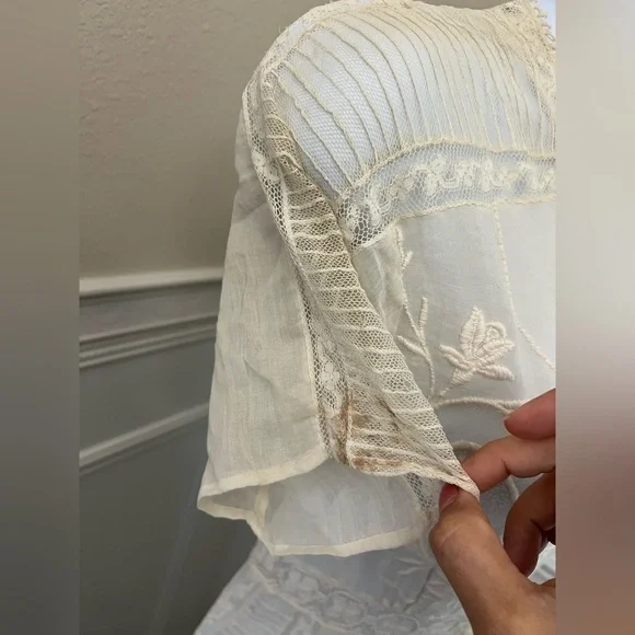 Antique Edwardian Lace Tea Dress 1900s Cotton Lawn Embroidered Bridal - Picture 6 of 14